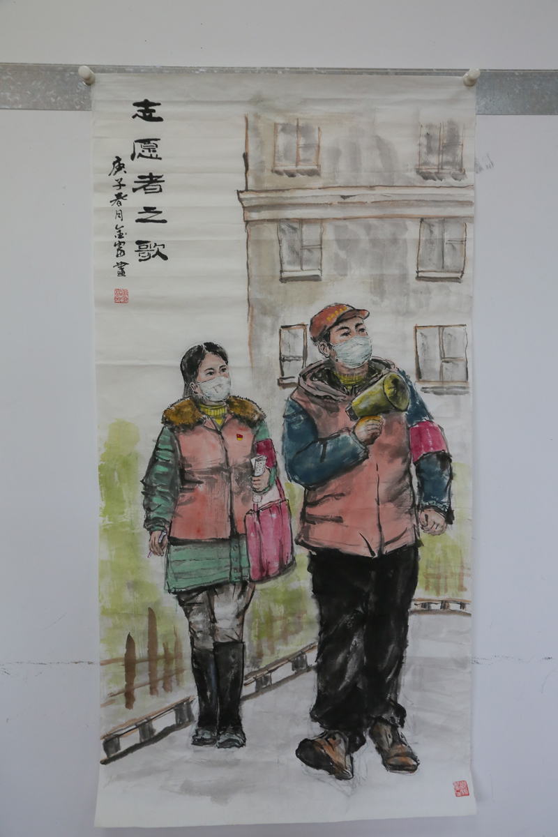 西城区退休干部侯金富-绘画作品《志愿者之歌》